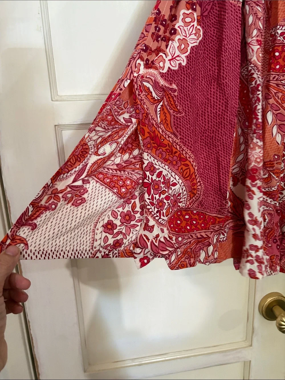 Patrons of Peace Red and Orange Paisley Midi Skirt - Picture 4 of 4